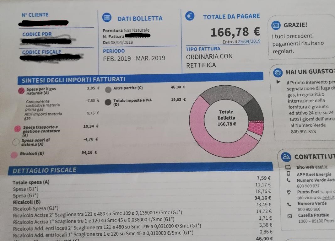 Fatture Enel gas e  il  ricalcolo sui consumi e sulle accise . (Ma quanto costa il gas in Italia?)
