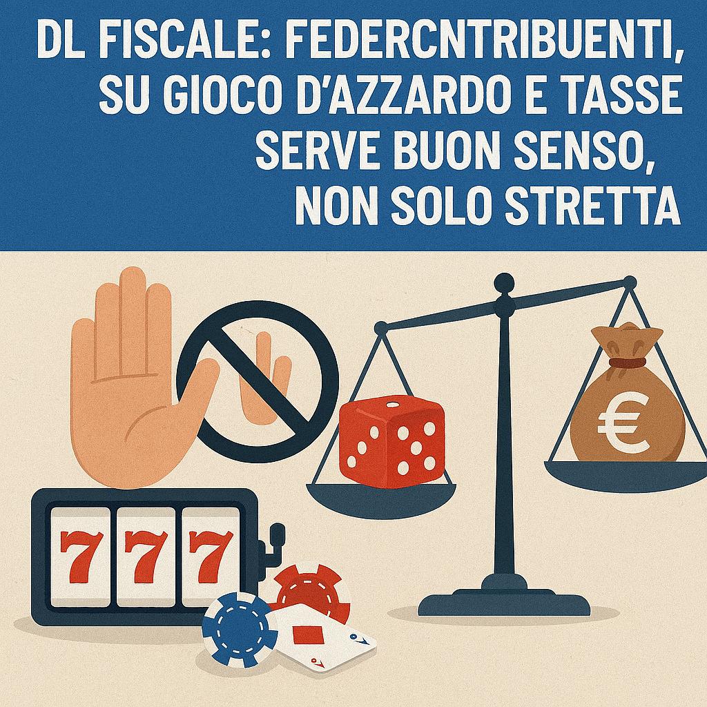 DL FISCALE: SU GIOCO D’AZZARDO E TASSE SERVE BUON SENSO, NON SOLO STRETTA