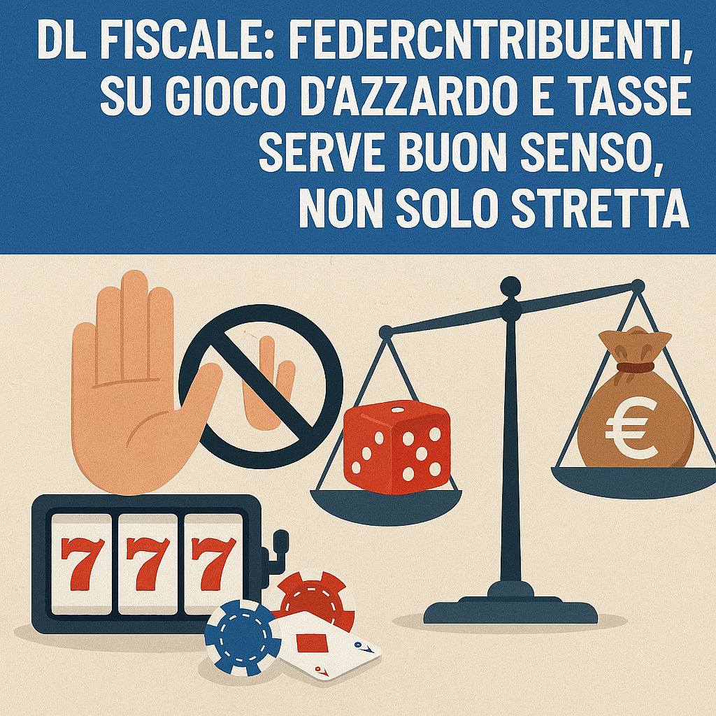 DL FISCALE: SU GIOCO D’AZZARDO E TASSE SERVE BUON SENSO, NON SOLO STRETTA