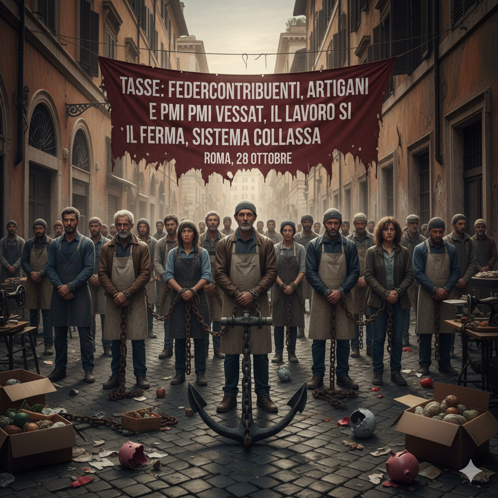 TASSE: ARTIGIANI E PMI VESSATI, IL LAVORO SI FERMA, IL SISTEMA COLLASSA