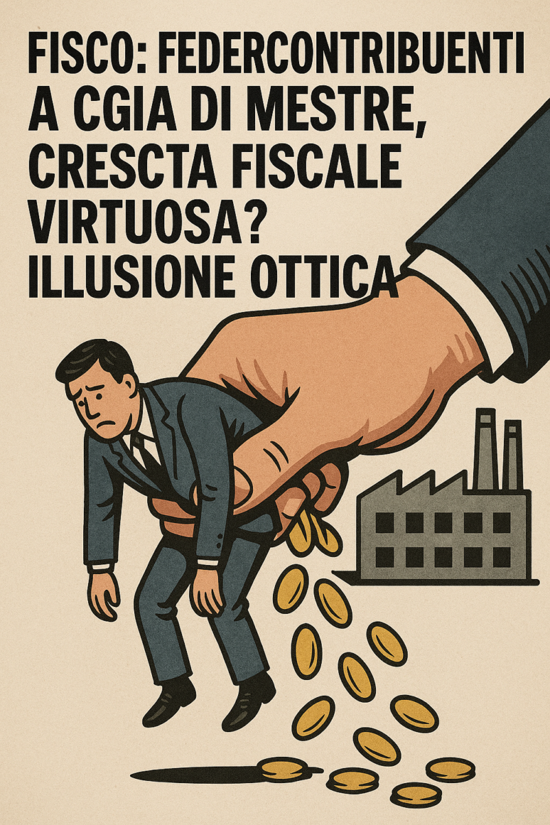 FEDERCONTRIBUENTI CONTRO CGIA DI MESTRE, ILLUSIONE OTTICA CRESCITA FISCALE VIRTUOSA