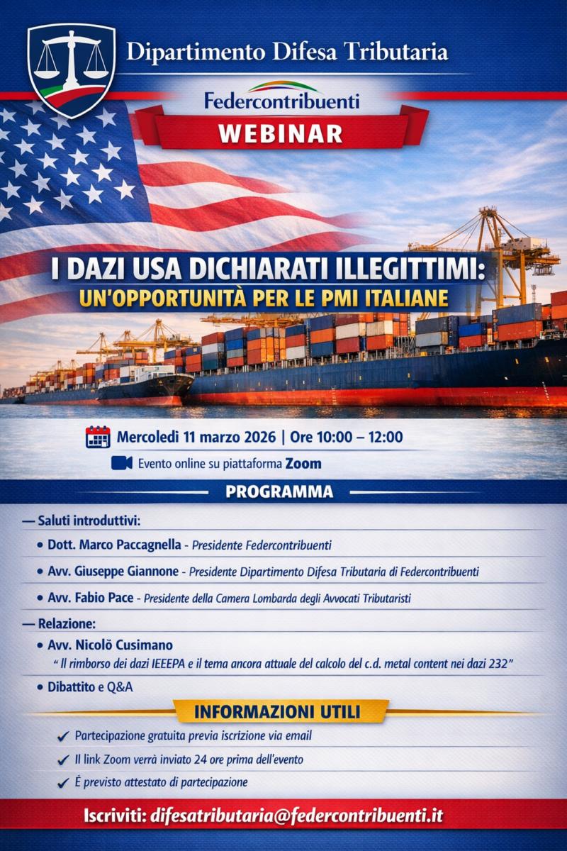 Invito al Webinar: I Dazi USA e le Opportunità per le PMI Italiane