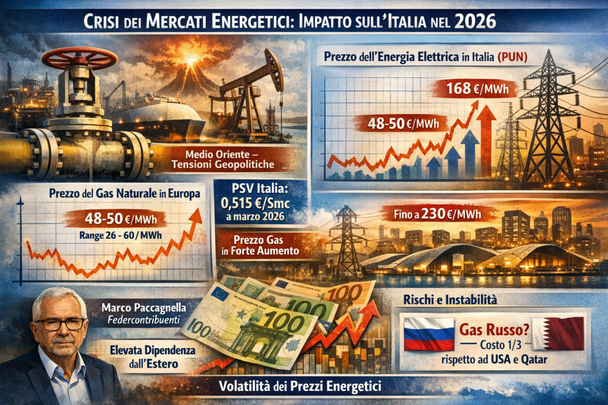 Energia: dinamiche 2025–2026 forte impatto economico su famiglie e imprese