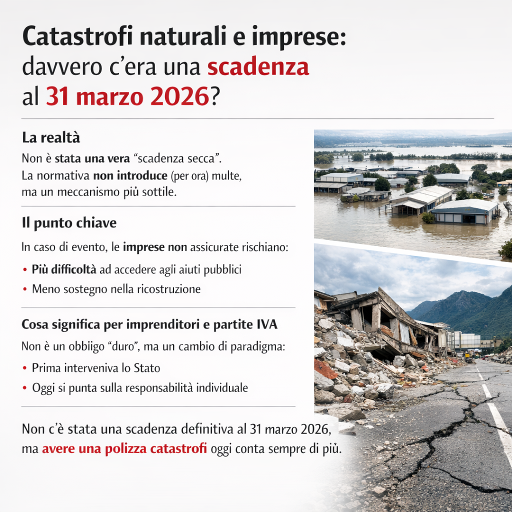 Catastrofi naturali e imprese: chiarimento sulla presunta scadenza del 31 marzo 2026