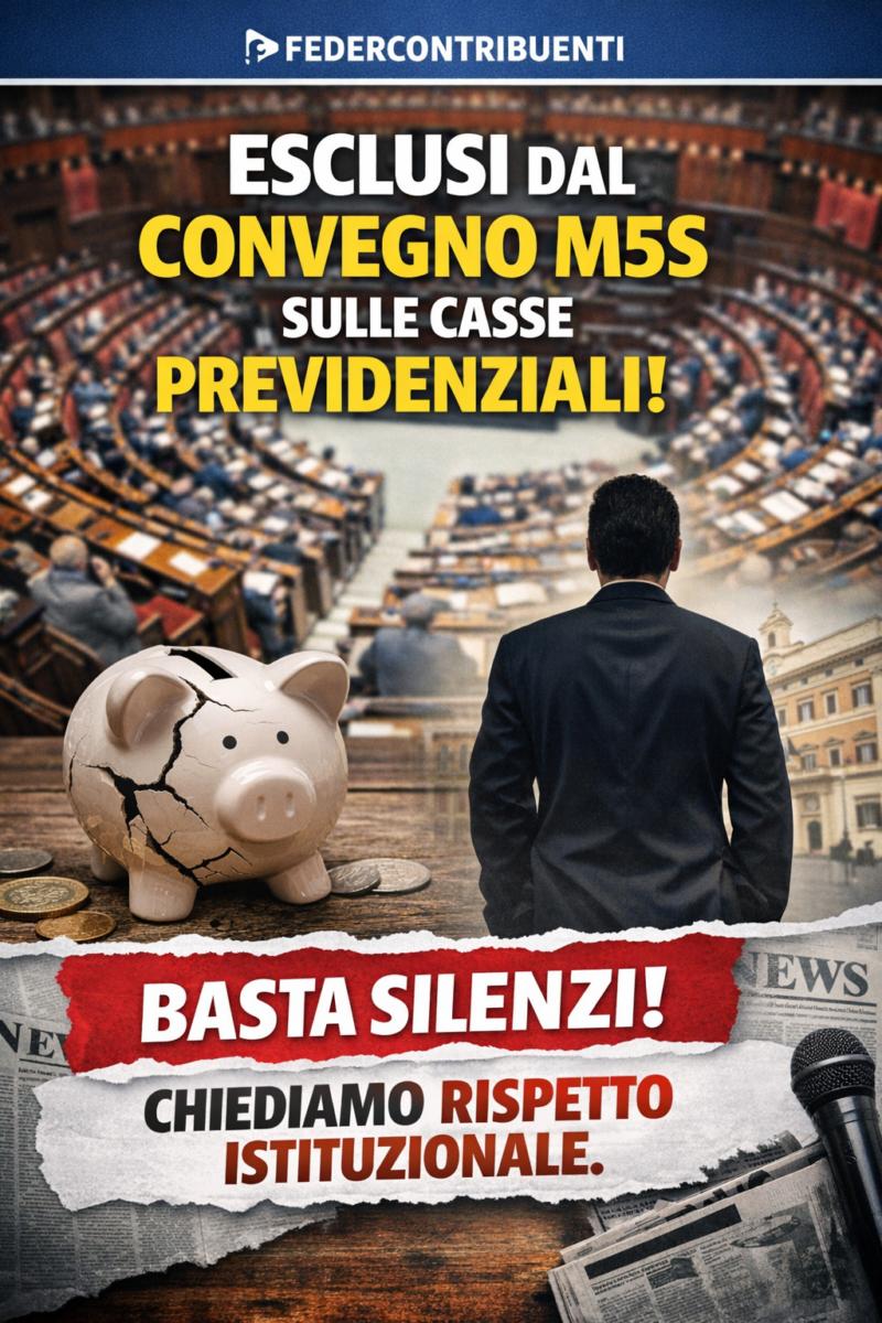 Previdenza: Federcontribuenti, indignati per nostra esclusione da convegno M5S su casse previdenziali