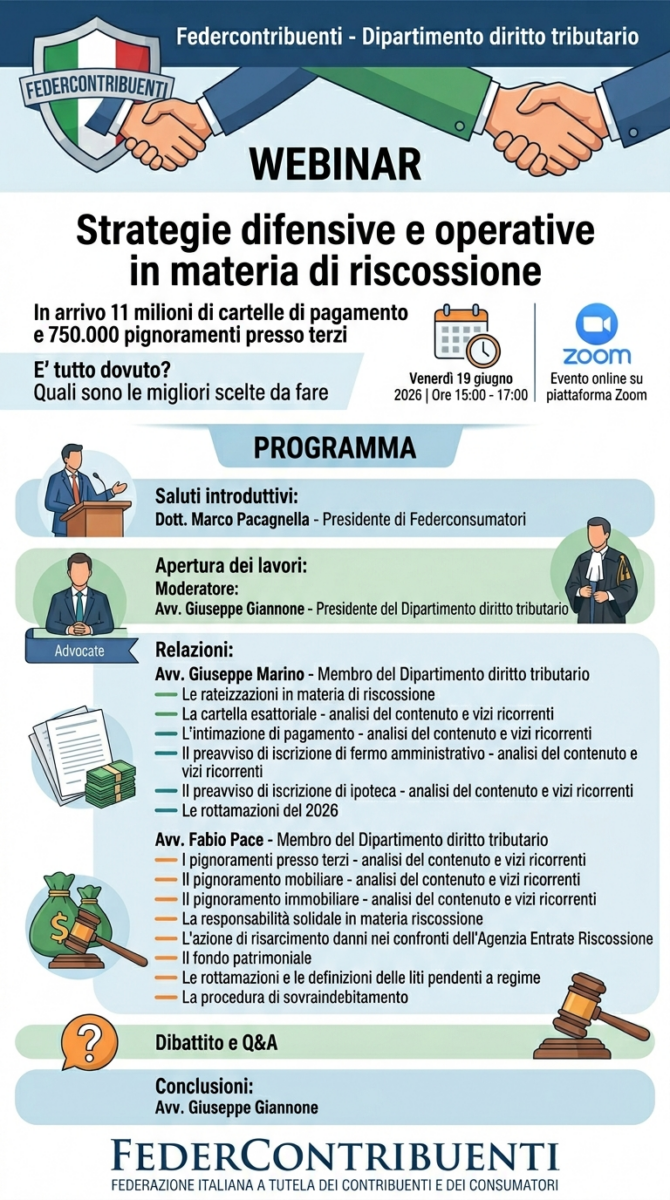  Invito al Webinar: Strategie difensive e operative in materia di riscossione