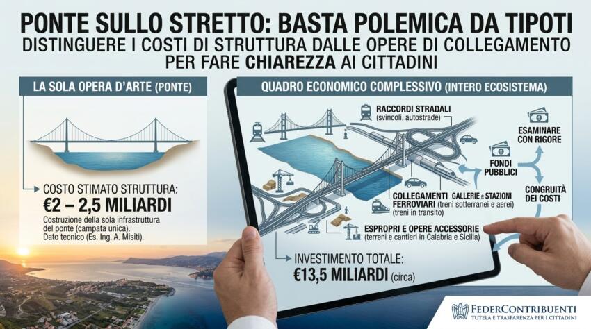 PONTE SULLO STRETTO: BASTA POLEMICA DA TIPOTI. DISTINGUERE I COSTI DI STRUTTURA DALLE OPERE DI COLLEGAMENTO PER FARE CHIAREZZA AI CITTADINI