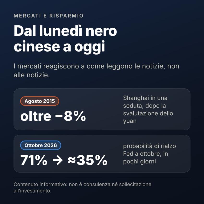Dal lunedì nero cinese a oggi: i mercati reagiscono a come leggono le notizie, non alle notizie